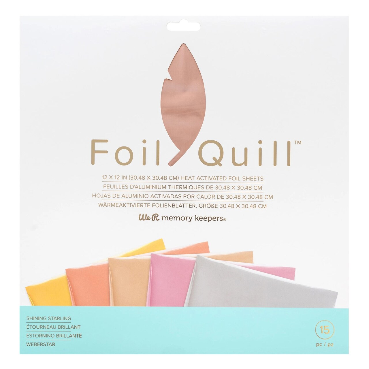 We R Memory Keepers Foil Quill 12"X12" Foil Sheets 15/Pkg-Shining Starling-3 Each Of 5 Colors 661026